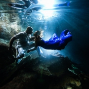 Underwater photography Elopement adventure Riviera Maya Cenote Mexico