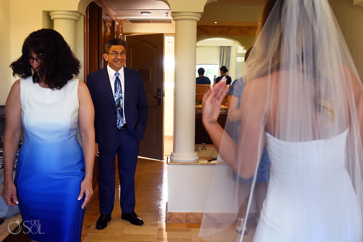 Excellence Riviera Cancun wedding first look father of the bride