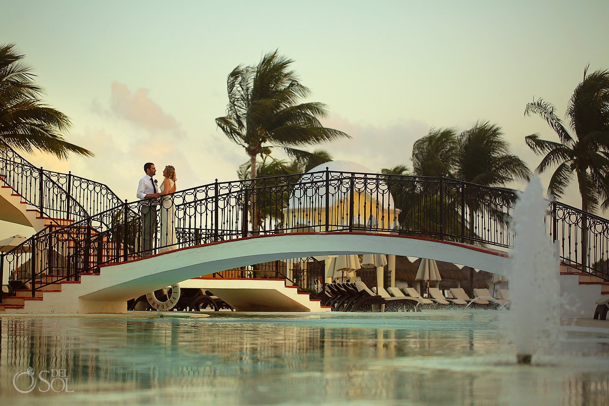 Secrets Capri Weddings sunset portraits bridge swimming pool