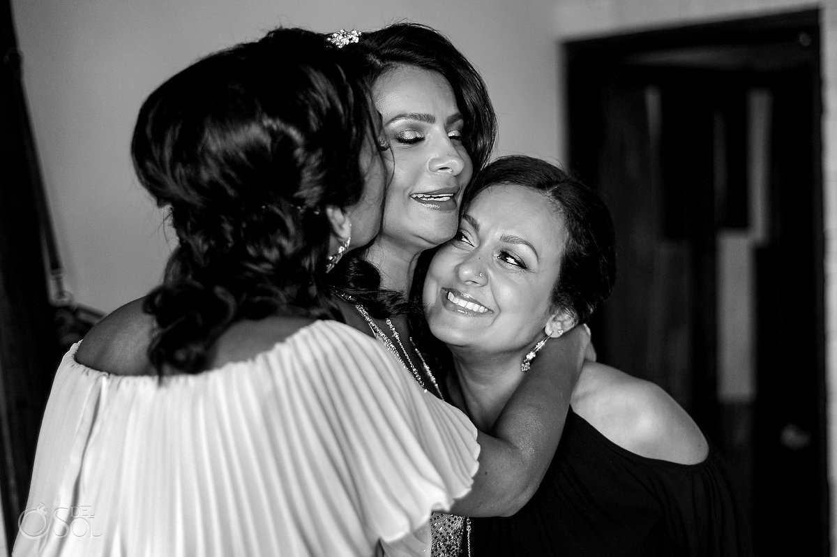 bride hugging friends getting ready My Way Tulum Mexico