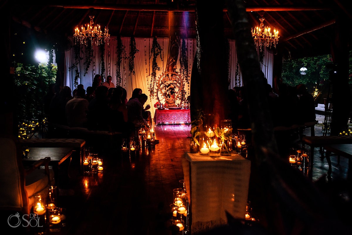Shiva Tulum Wedding set up candle lit night ceremony