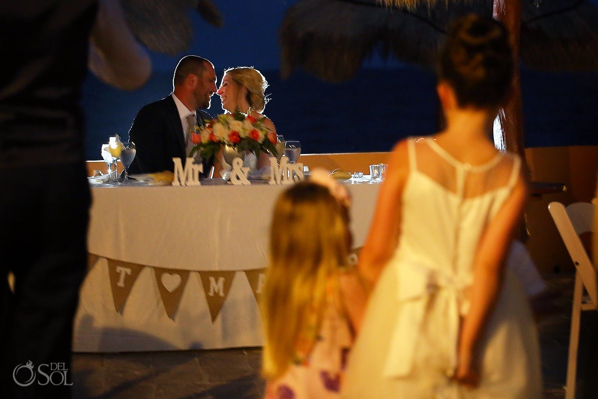Now Sapphire beach terrace wedding reception funny wedding photo