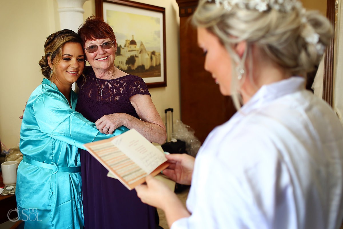 bride reading letter from sister Secrets Capri South Beach Wedding
