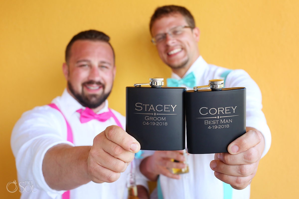 groom and best man personalized flask Secrets Capri South Beach Wedding