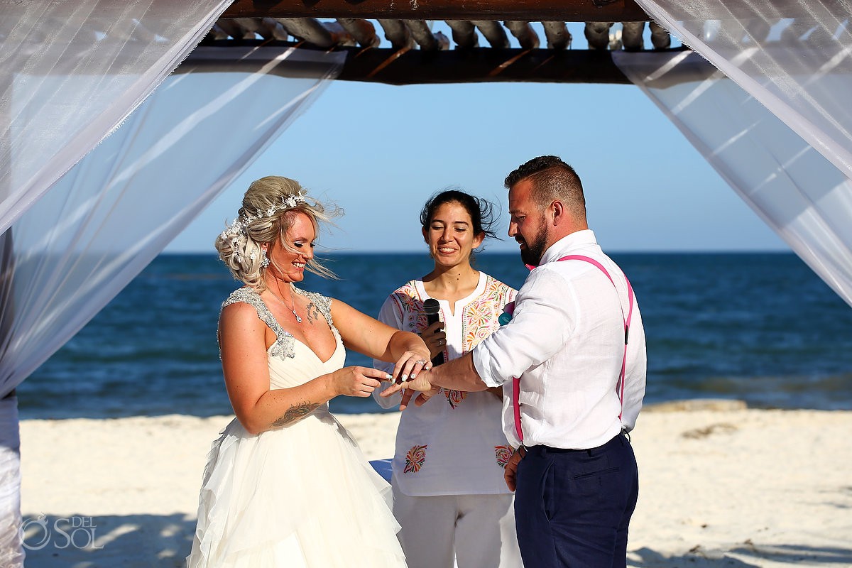 Secrets Capri South Beach Wedding rings exchange ceremony