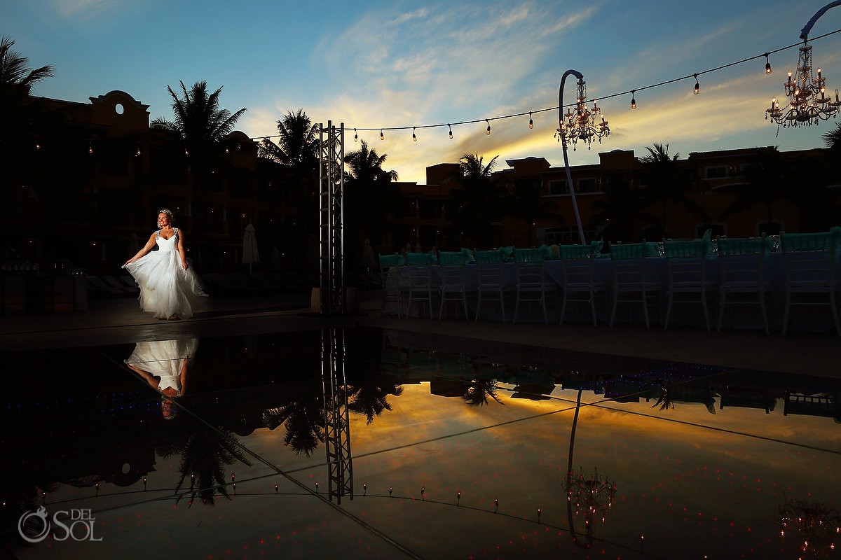 awesome sunset bridal portrait Secrets Capri South Beach Wedding