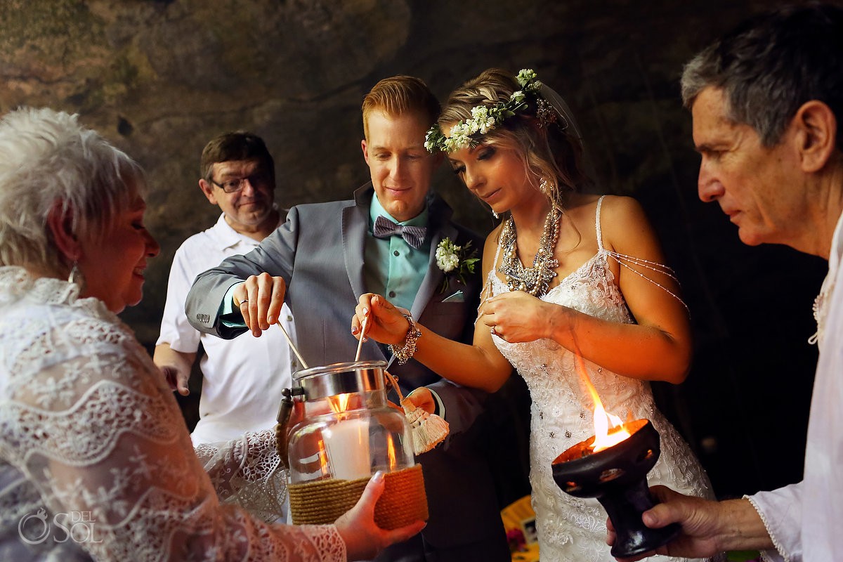 Spiritual cenote ceremony elopement riviera Maya