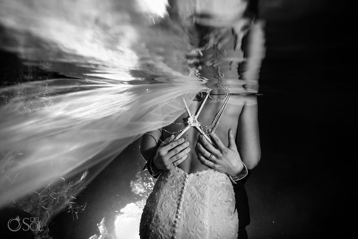 Underwater wedding photography Kitty Chen wedding dress