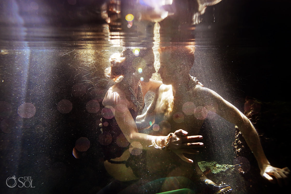 Adam and Eve trash the dress Underwater wedding photography