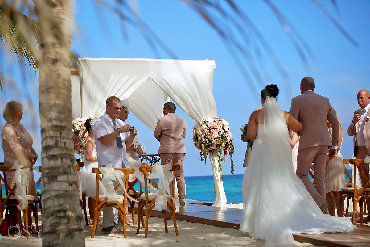 Akumal Bay Resort Beach Wedding first look bride entrance