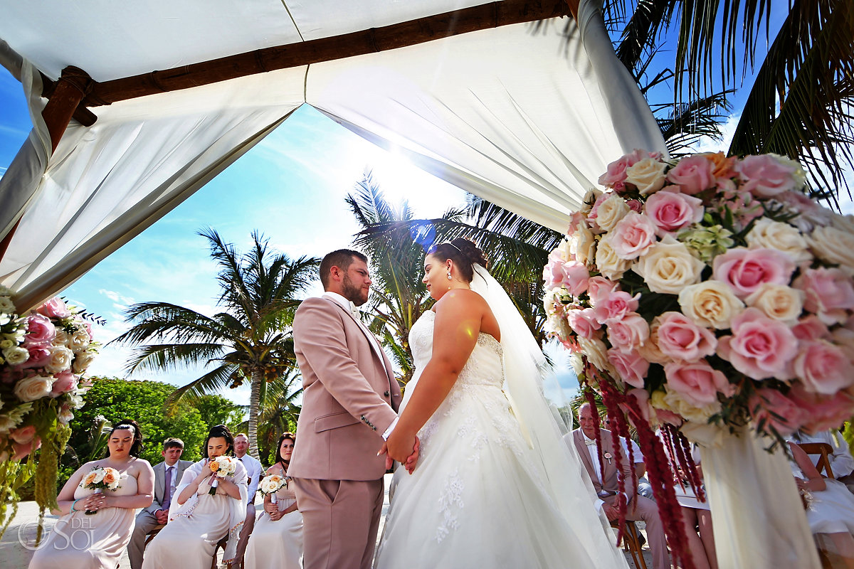 Bride and groom vows exchange Akumal Bay Beach Resort Wedding