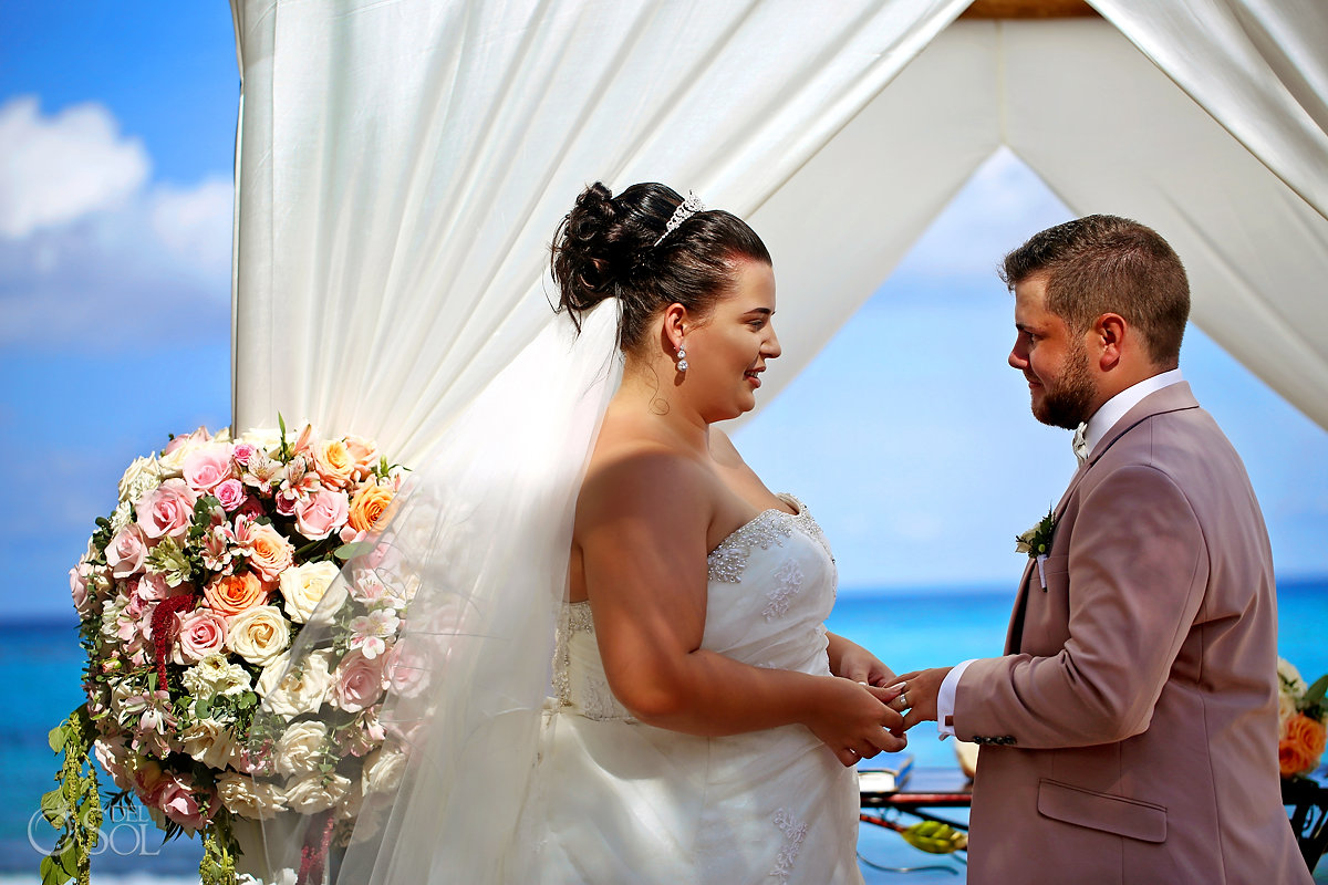 Bride groom ceremony moment Akumal Bay Beach Wedding