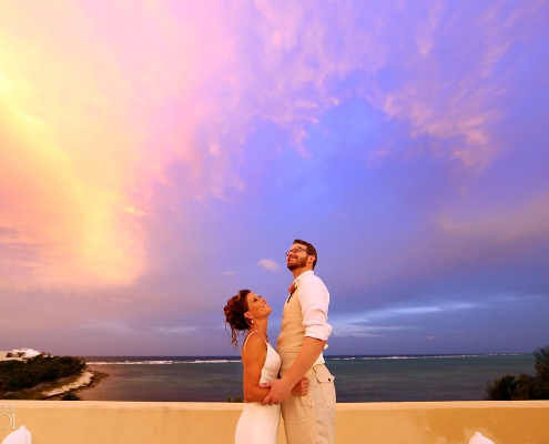 destination wedding sunset bride groom portrait Villa Orquidea Tankah Tulum Boutique Wedding