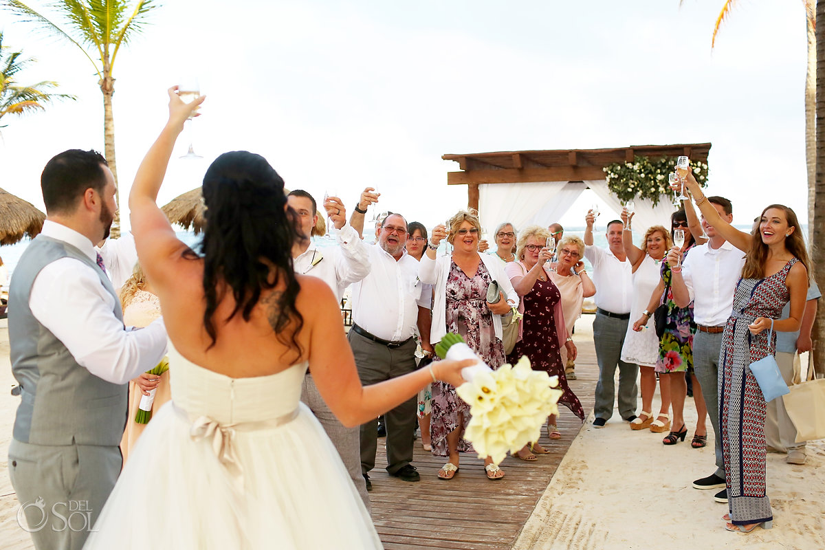 First family toast Beach Wedding gazebo Secrets Akumal