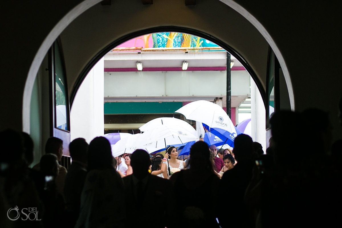 Bride Church Entrance Umbrella Documentary Moment Nuestra Senora del Carmen Fifth Avenue