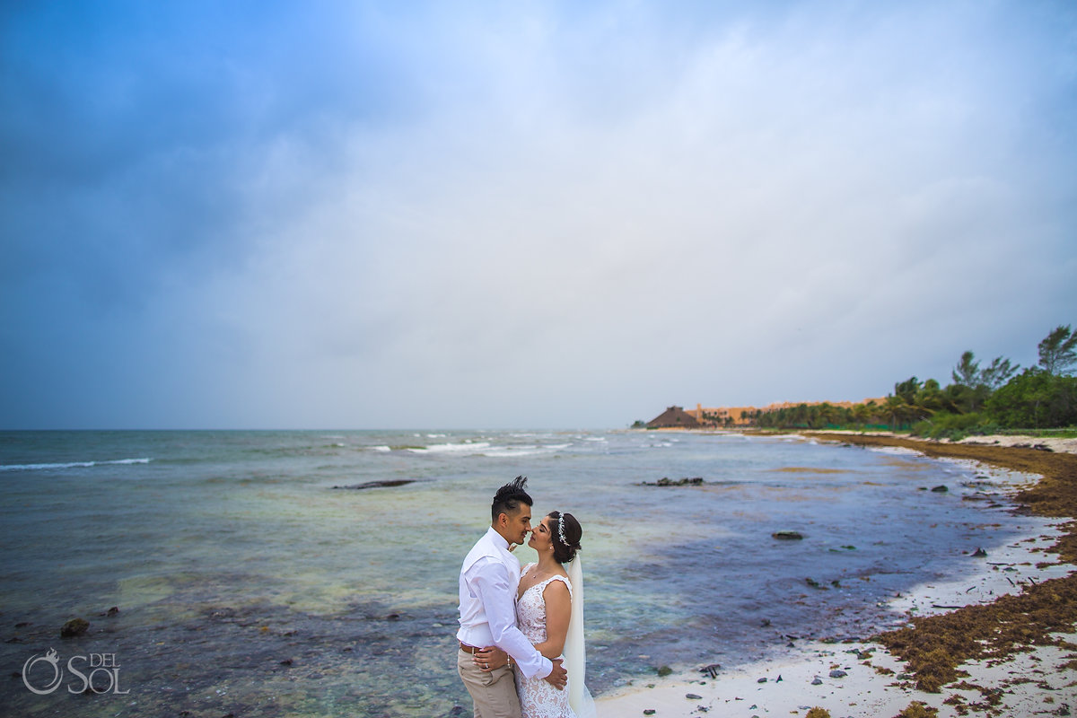 Beach Sandos Caracol Eco Resort Just Married Couple Foggy Romantic Ambient Playa del Carmen