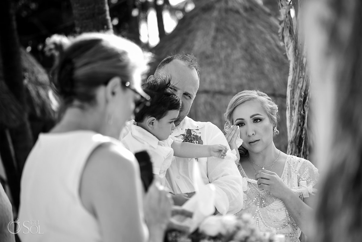 emotional bride crying Mahekal Beach Resort Playa del Carmen Family Wedding
