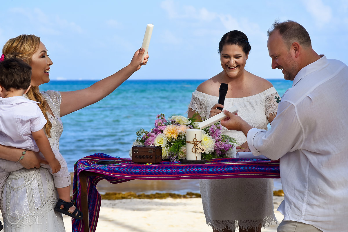 candle unity fail beach wedding blooper Mahekal Playa del Carmen