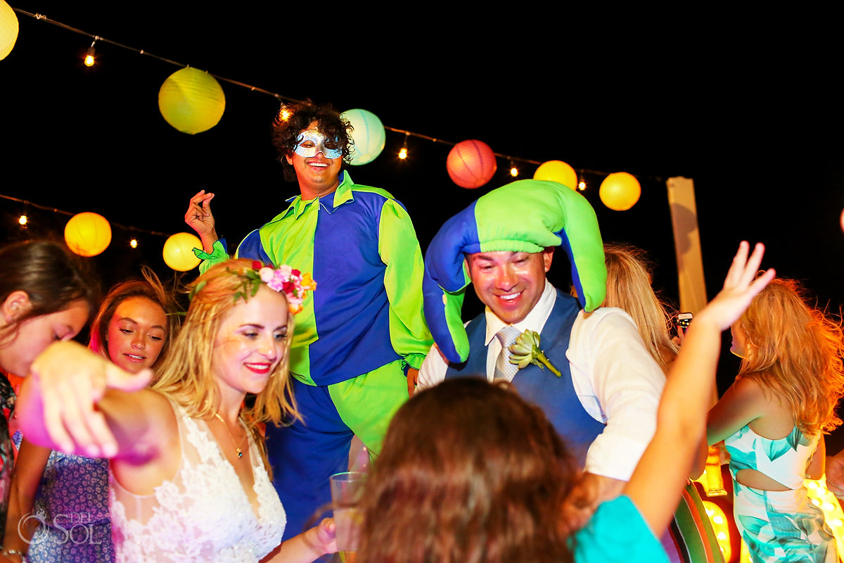 beach wedding reception ideas jester dancer Royalton Riviera Cancun