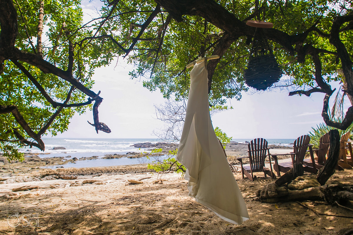 Long silk Bridal Dress Playa Langosta Guanacaste Costa Rica Wedding