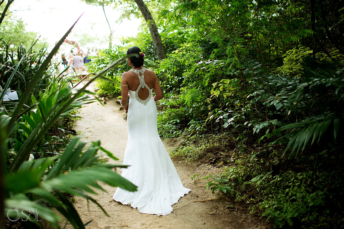 Bridal dress back gemstone embroidery Guanacaste Costa Rica Wedding