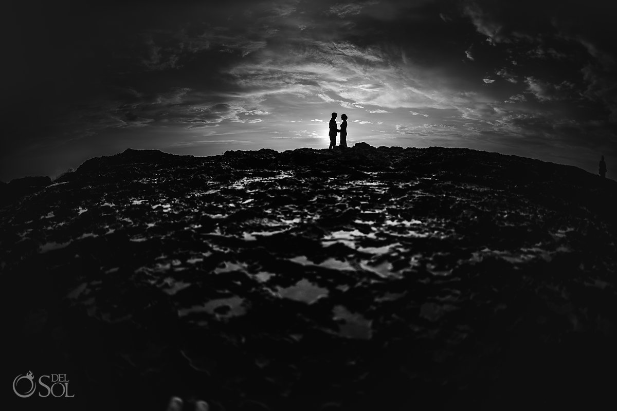  Bride and Groom epic sunset silhouette