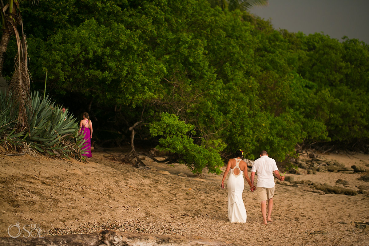 Bride and Groom walking in wild nature Guanacaste Costa Rica 