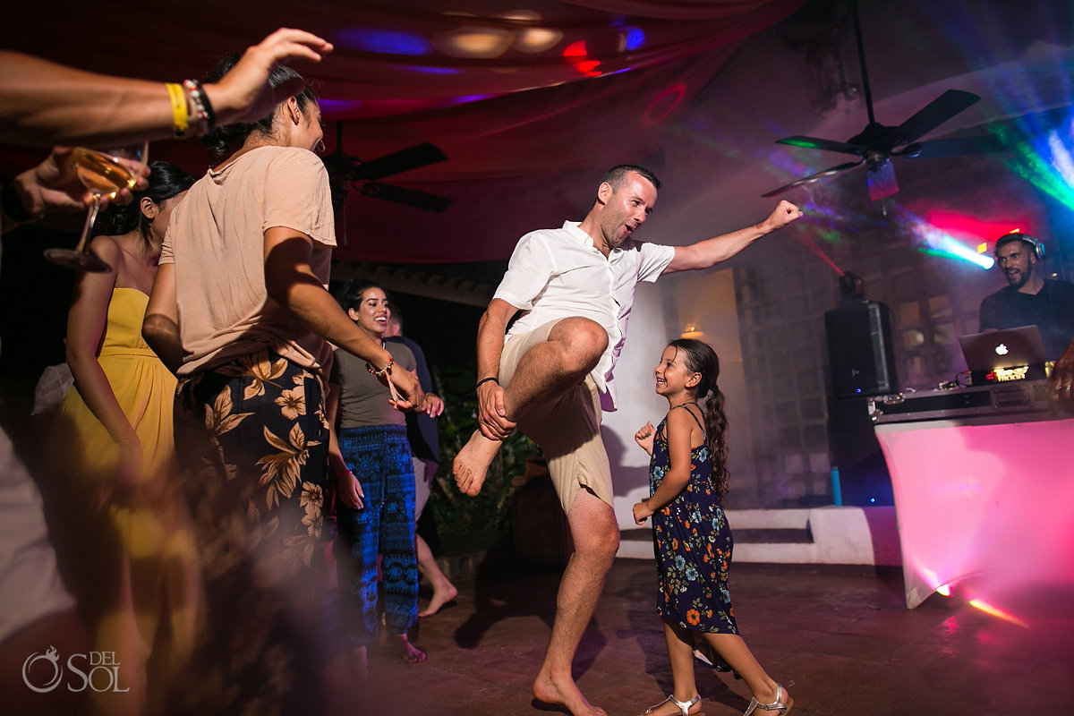 Groom having a blast at the reception party