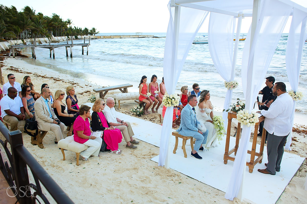 beautiful beach wedding ceremony Villa La Joya Riviera Maya Mexico 