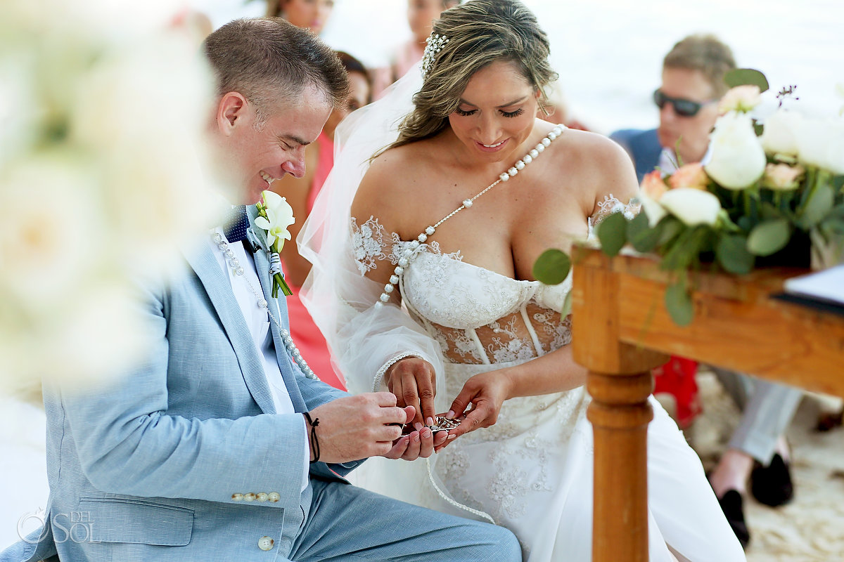 destination wedding beach ceremony ring exchange 