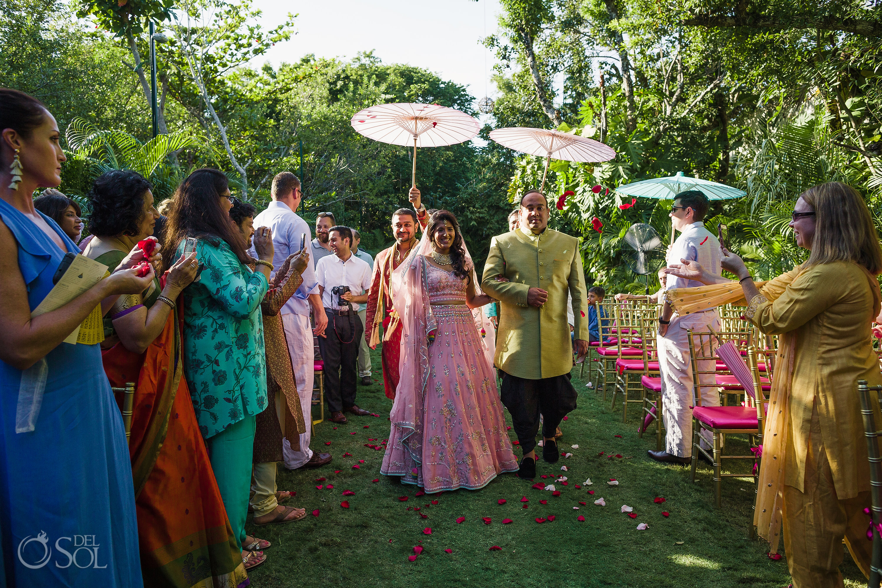 Hindu bride ceremony entrance Dreams Tulum Indian Wedding