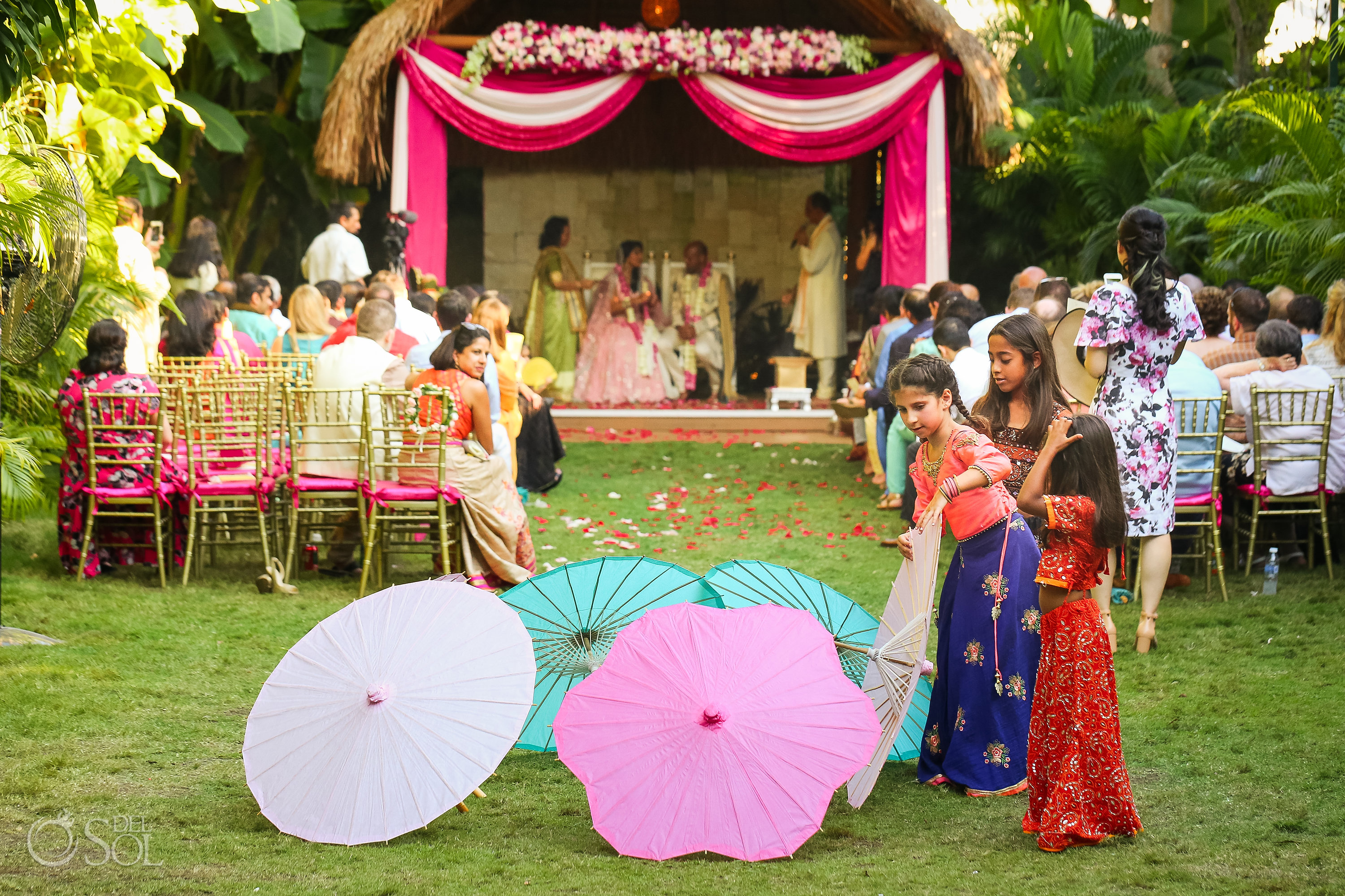 Indian wedding ceremony playful girls Dreams Tulum