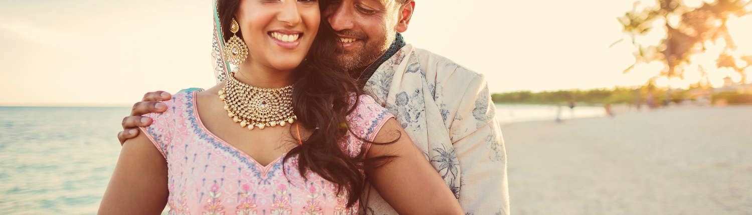 Indian couple beach portraits Dreams Tulum wedding