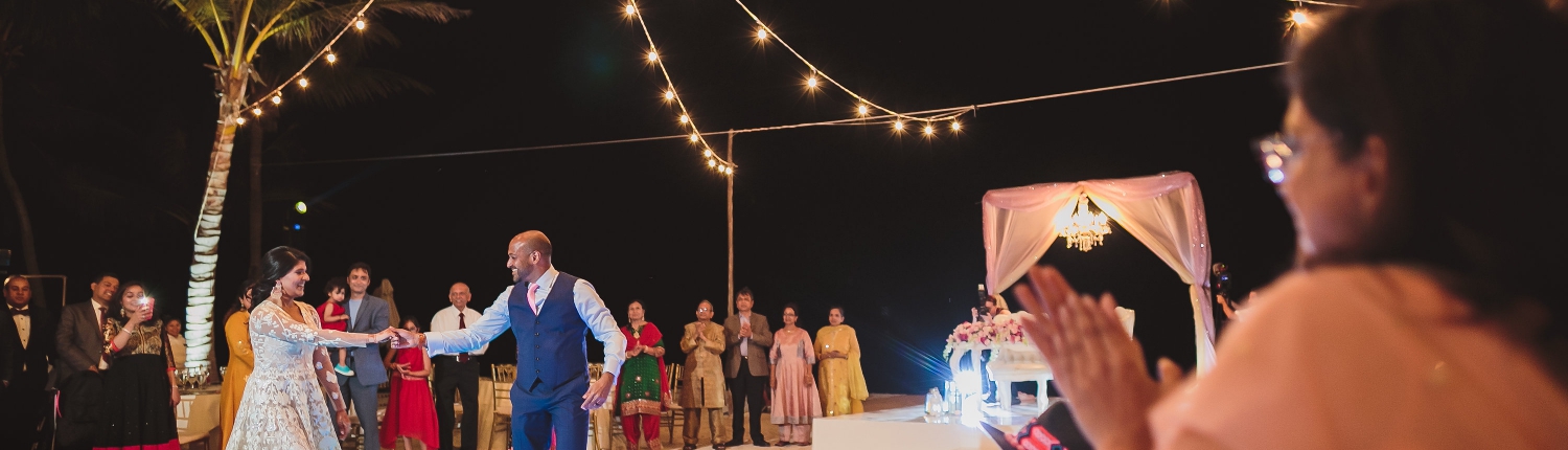 Couple's first dance Indian wedding reception Dreams Tulum