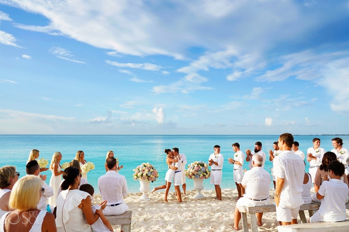 Four Seasons Ocean Club Wedding M+B Four Seasons Ocean Club First Kiss