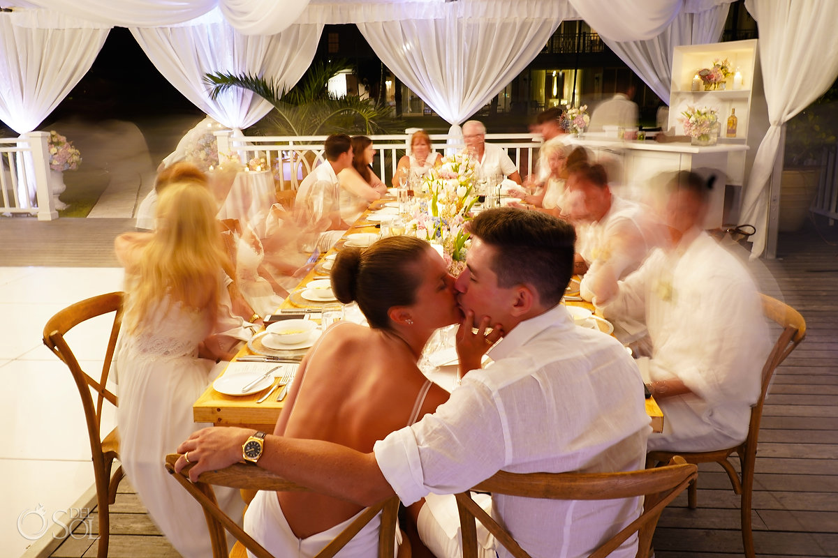Four Seasons Ocean Club Wedding reception kiss