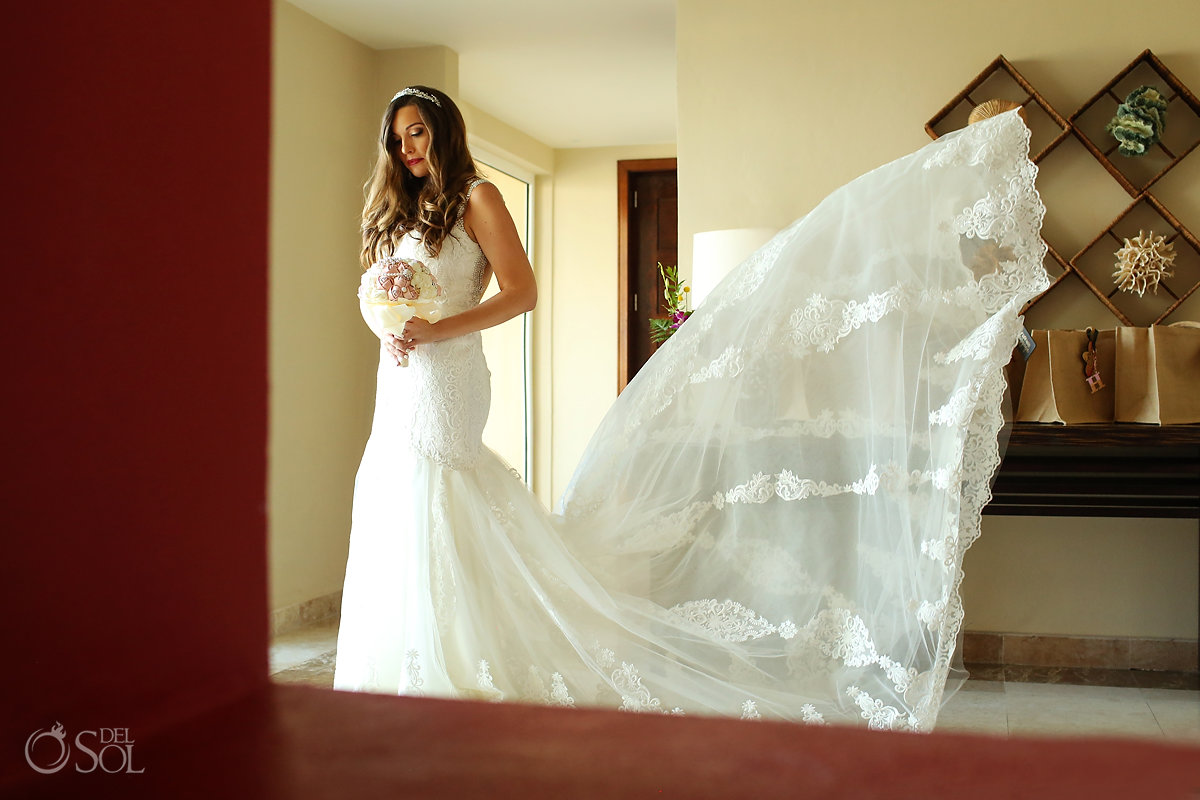 Bride Portrait Reflection Adrianna Pappel Mermaid cut bridal dress Now Jade Riviera Cancun Wedding