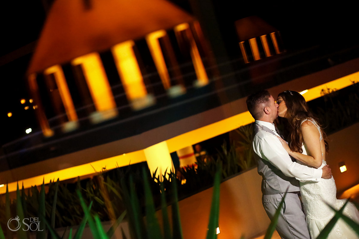 Just Married Kiss Portrait Now Jade Riviera Cancun Resort & Spa Wedding Destination