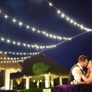 #TravelForLove Romantic wedding portrait couple kissing outside Paradisus Playa Del Carmen Club