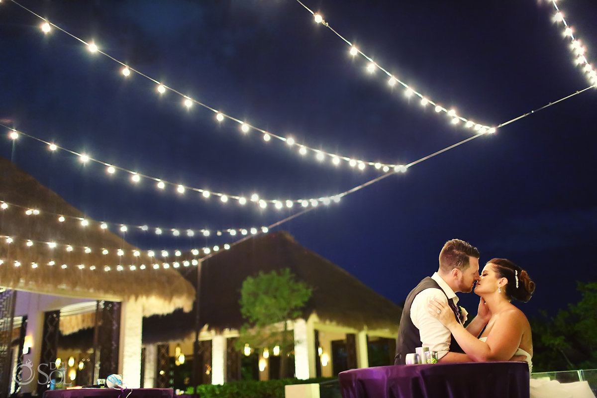 #TravelForLove Romantic wedding portrait couple kissing outside Paradisus Playa Del Carmen Club