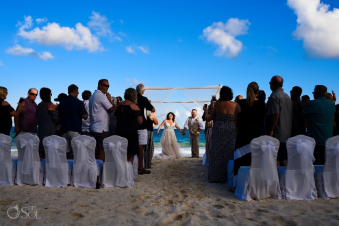 newly weds Iberostar Grand Paraiso wedding beach ceremony