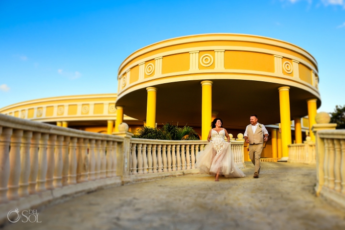 Wedding at Iberostar Grand Paraiso, Playa del Carmen, Mexico. Photos by Del Sol Photography. N+B bride and groom Iberostar Grand Paraiso wedding venue portraits