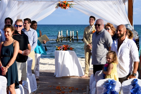 first look, groom sees bride for the first time Iberostar Paraiso del Mar Wedding