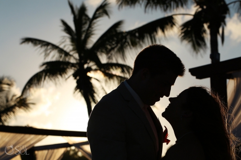 Bricde and groom silhouette Iberostar Paraiso del Mar Wedding