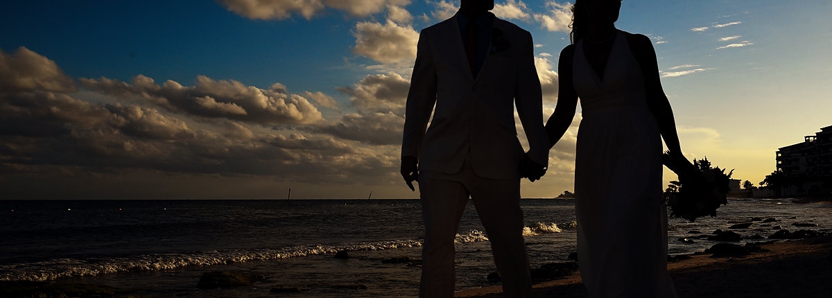 Bride and groom beach silhouette Now Jade Wedding