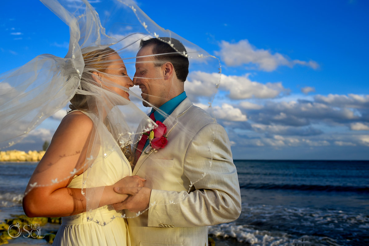 newly weds beach portraits Now Jade Wedding Puerto Morelos
