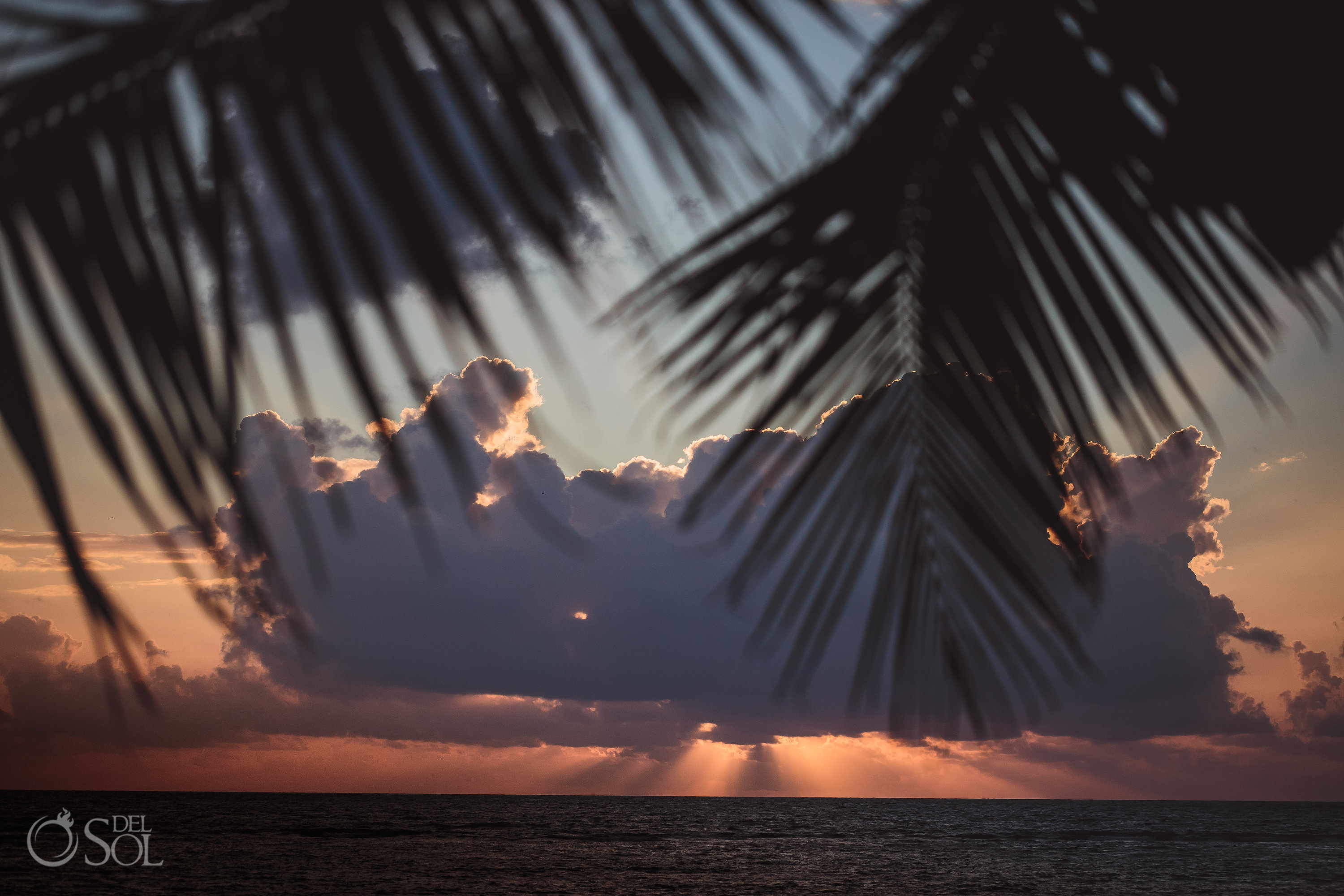 Dramatic Sunrise Beach Pink Sky Wedding Day Akumal Bay Elopement