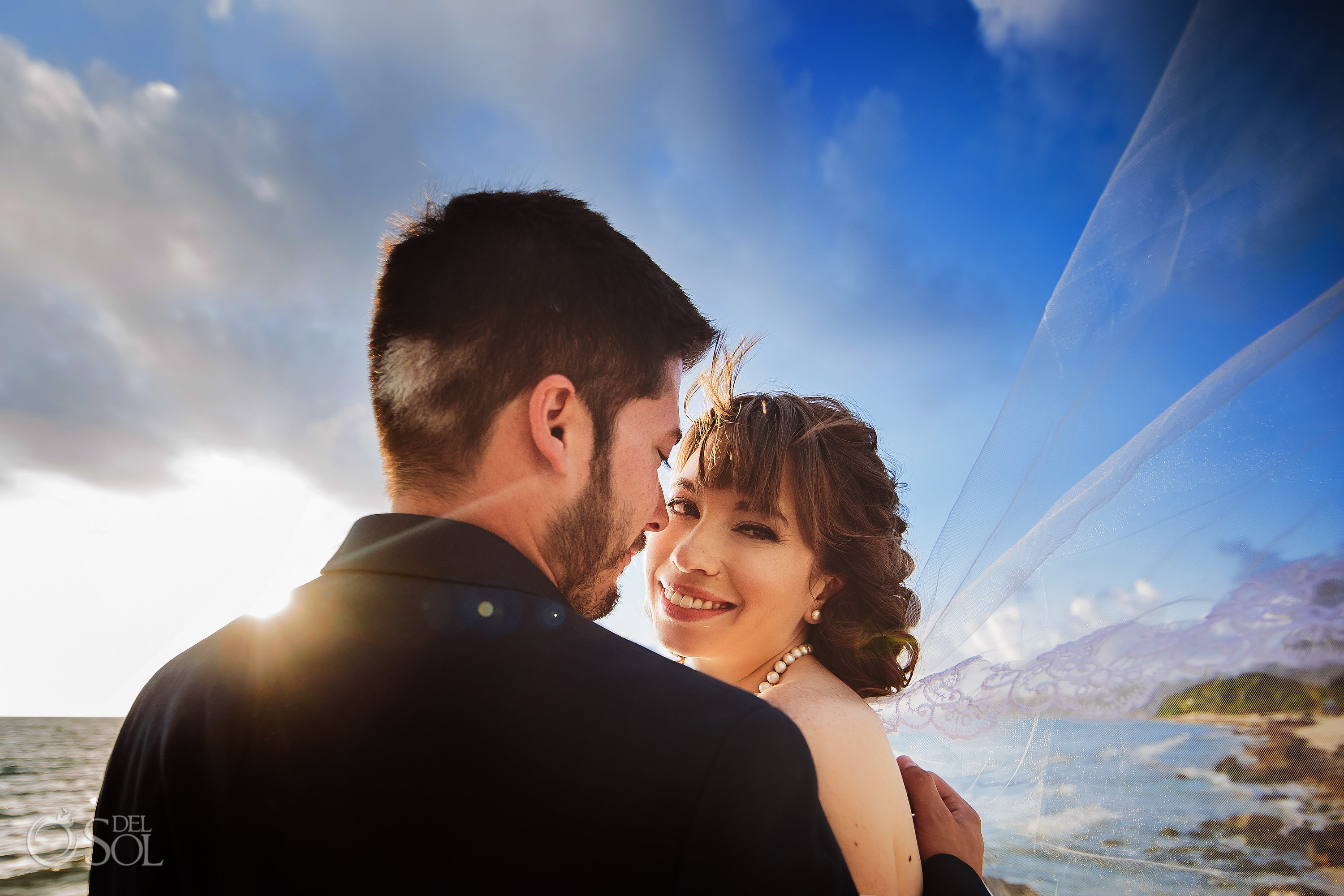 Aesthetically Pleasing Sunlight Merging Romantic Bride Groom Style Akumal Private Villa Wedding