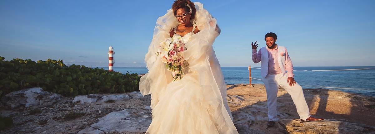 Cancun destination black wedding bride and groom portrait Hyatt Ziva
