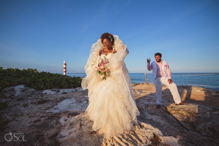 Cancun wedding Hyatt Ziva E+J Cancun destination black wedding bride and groom portrait Hyatt Ziva